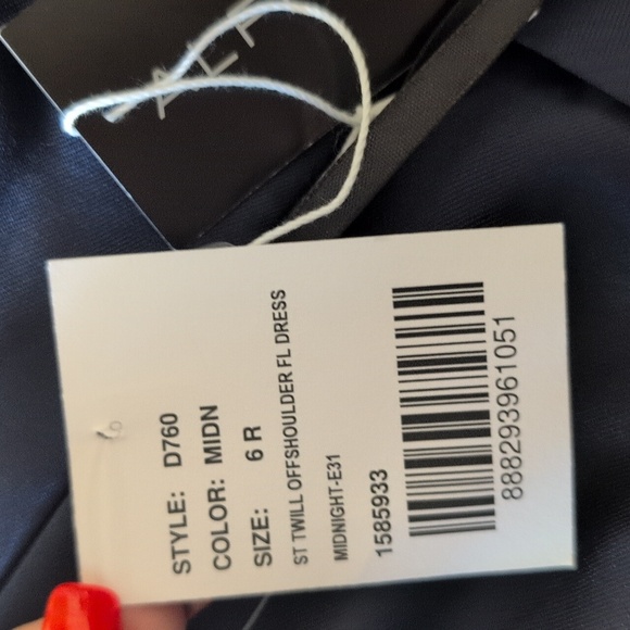 NWT Alfred Sung Off-The-shoulder Cuff Trumpet  Gown Slit Midnight Navy Blue 6 - Picture 8 of 13
